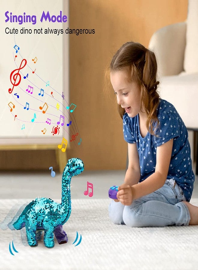 Koonie Dinosaur Toys for Girls, 2 Year Old Girl Toys, Purple Dinosaur Remote Control Reversible Sequins Dinosaur Toy Can Repeat Walk Roar Sing, Christmas Birthday Gifts for 2-7 Years Old Kids Toddler - Image 5